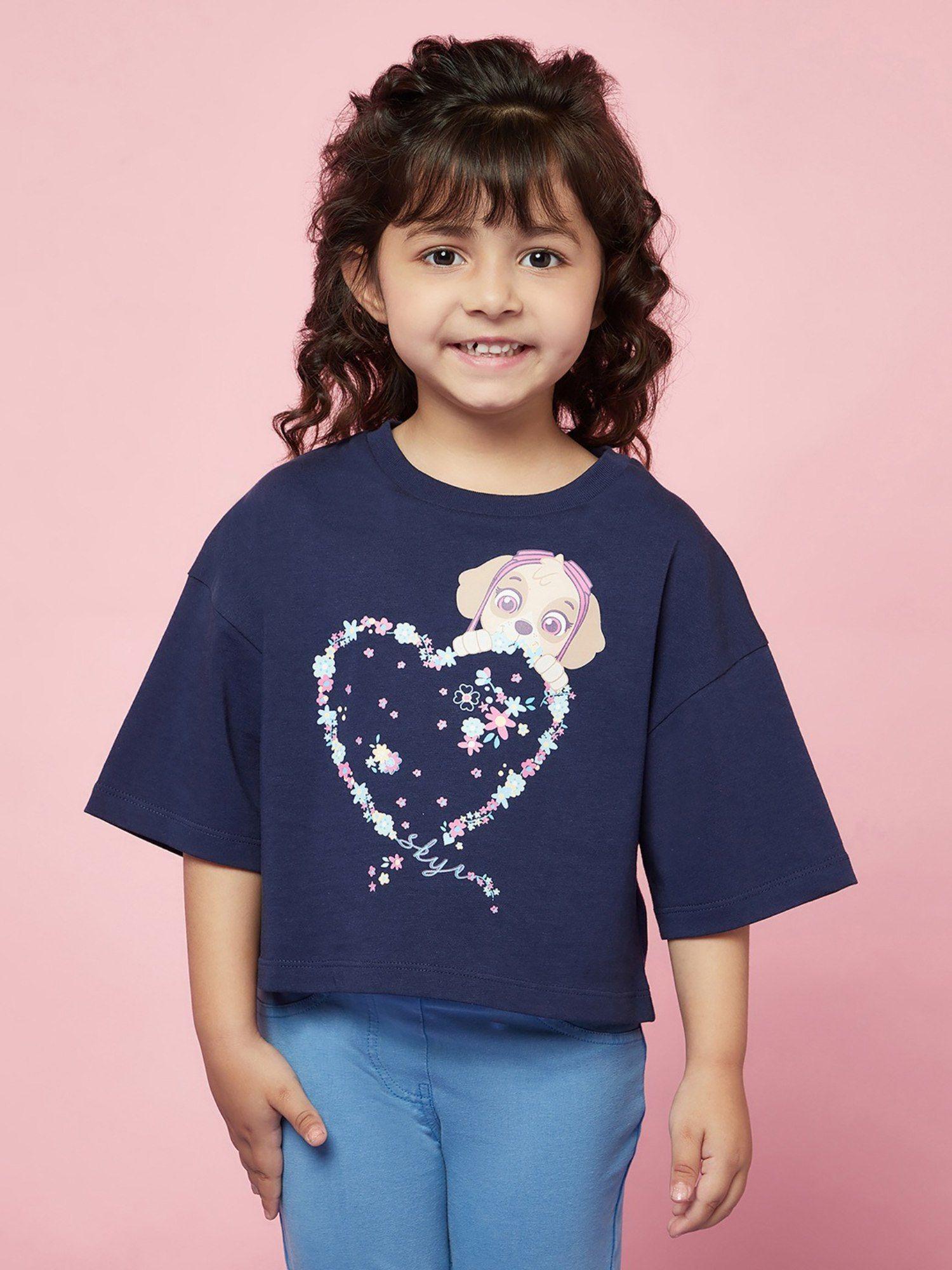 girls navy blue oversized t-shirt