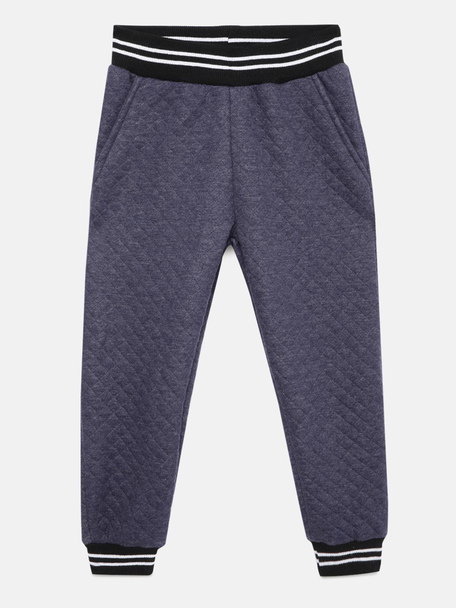 girls navy blue quilted track pant