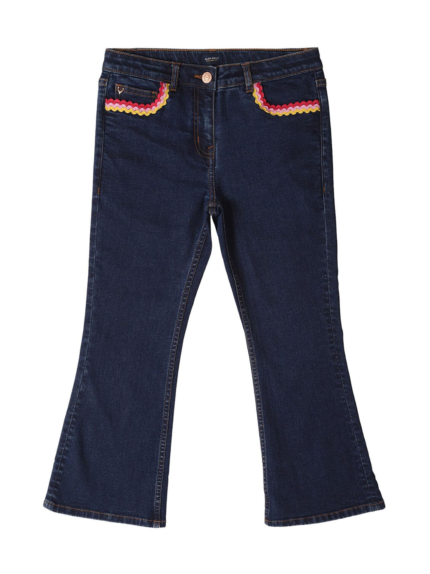 girls navy blue regular fit jeans