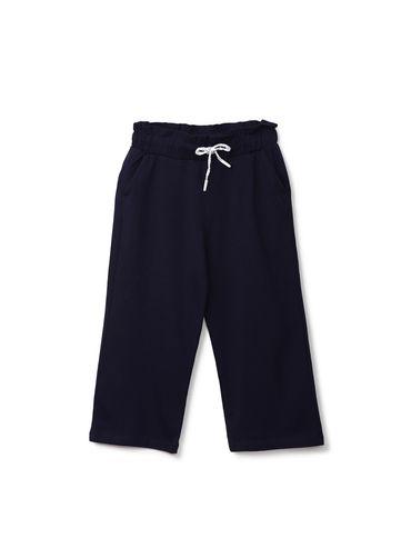 girls navy blue solid culottes