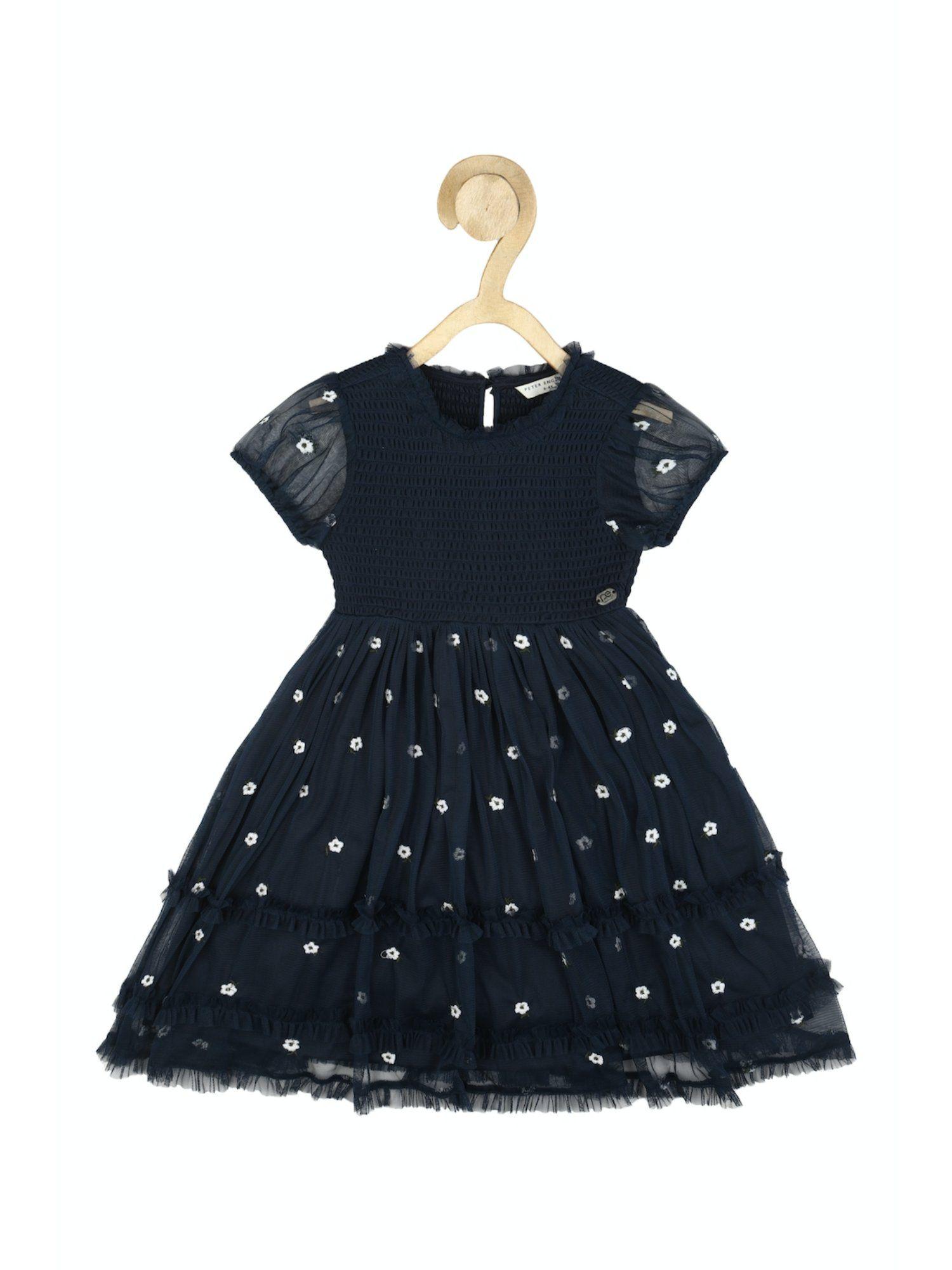 girls navy embroidered dress