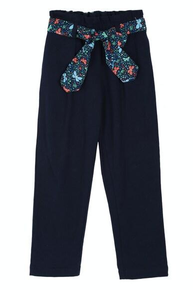 girls navy solid slim fit trousers