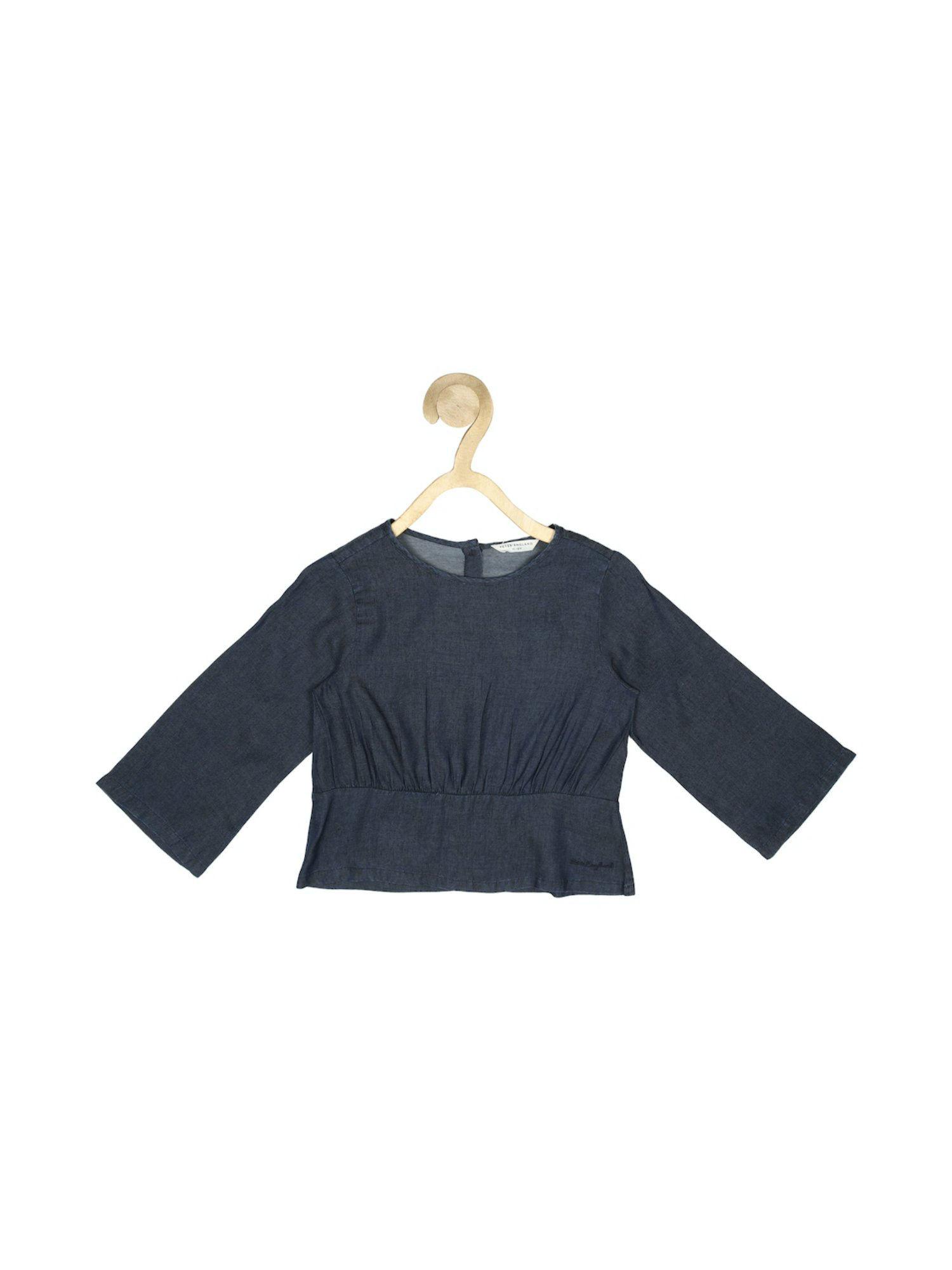 girls navy solid top