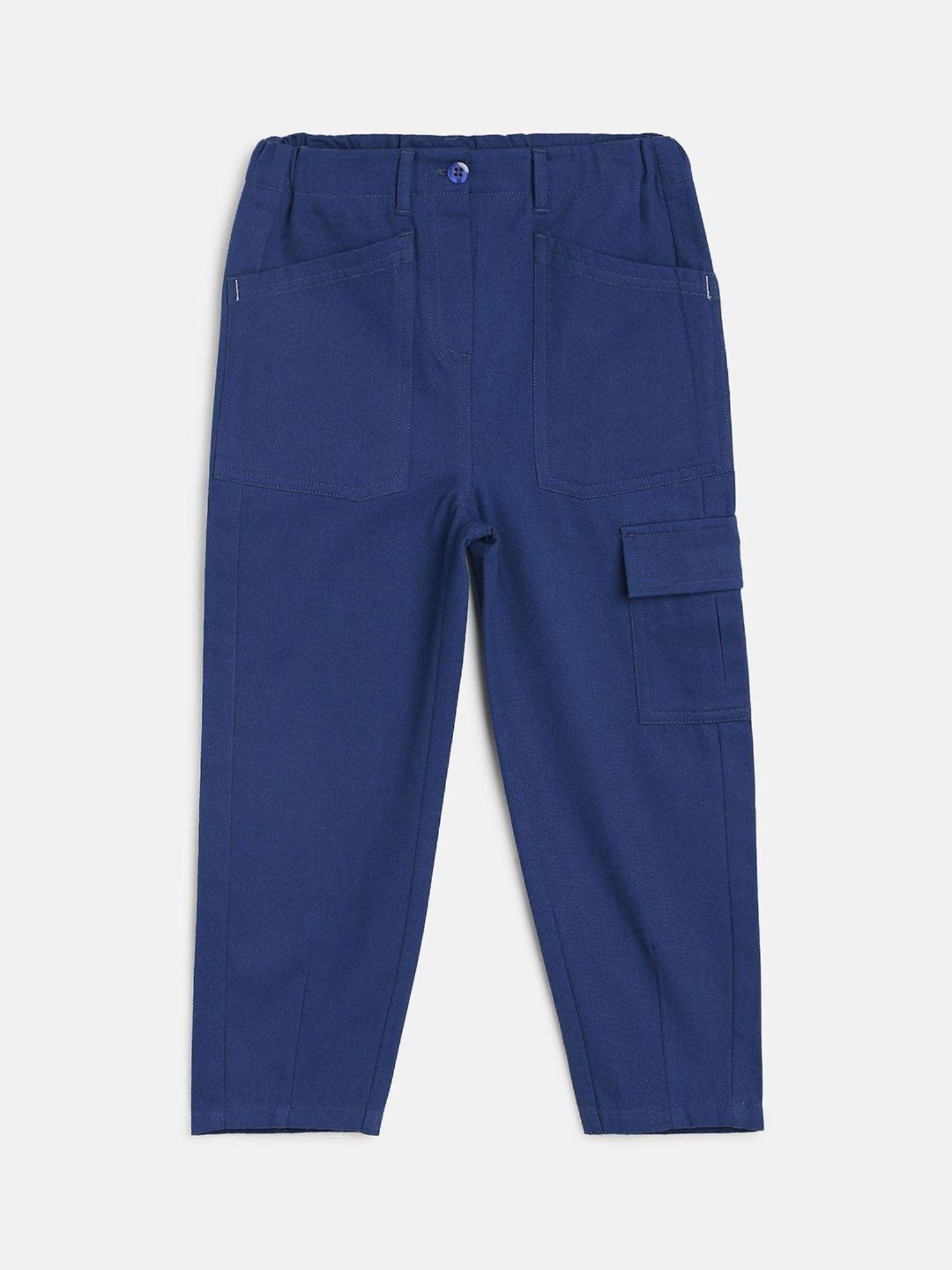 girls navy woven pant