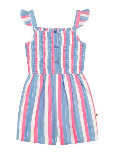 girls neon striped smocked playsuit