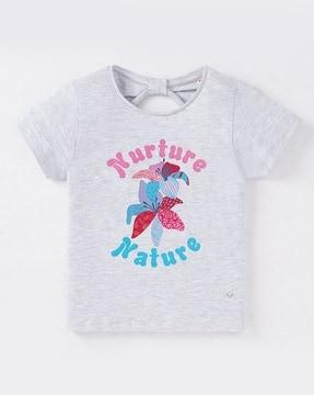 girls nurture print back-knot t-shirt