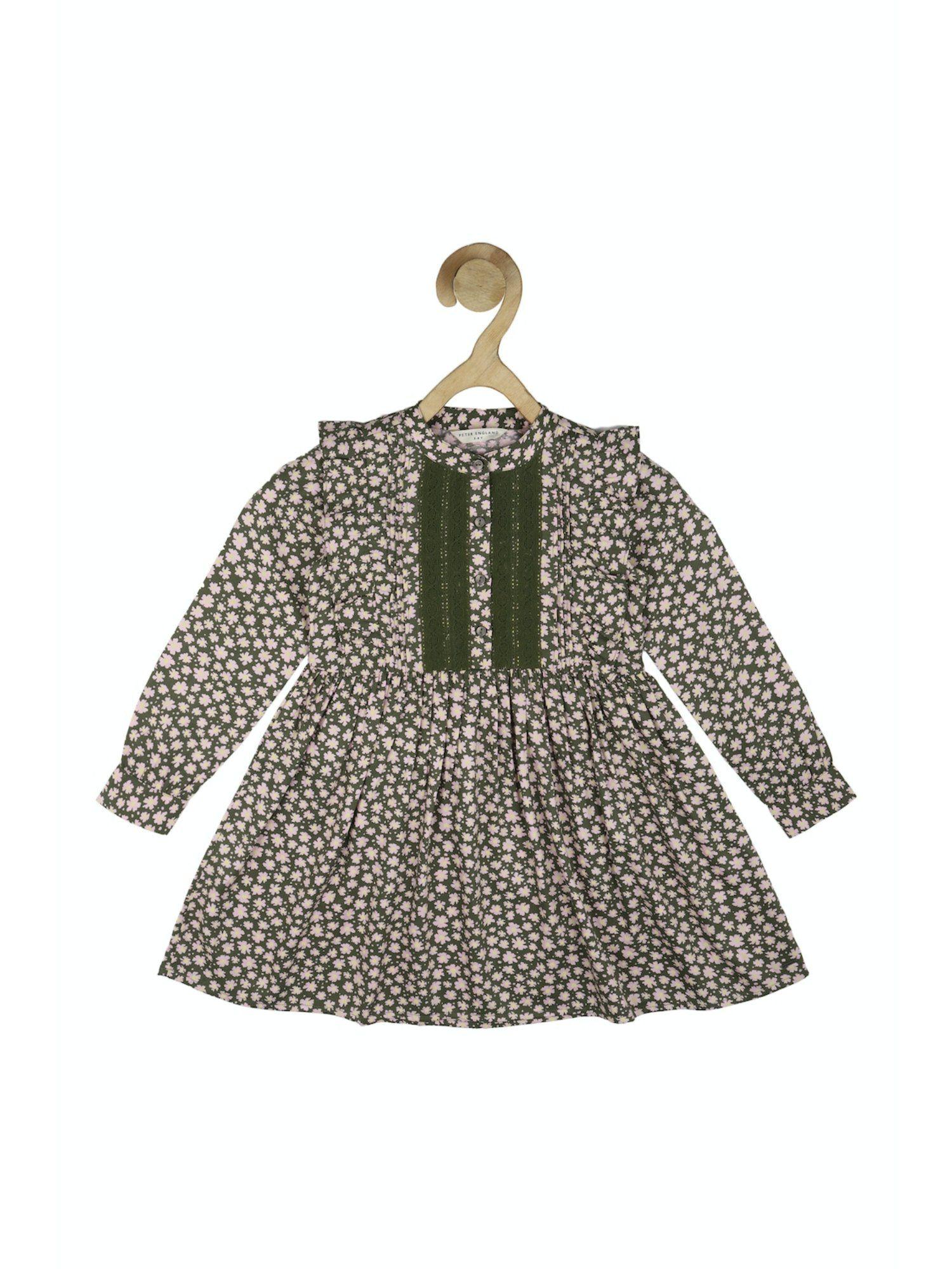 girls olive printed dress