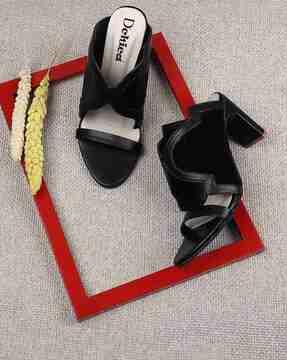 girls open -toe chunky heeled sandals
