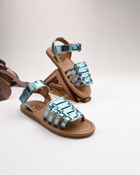 girls open-toe flat sandals with velcro closure