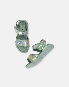 girls open-toe flat sandals with velcro fastening