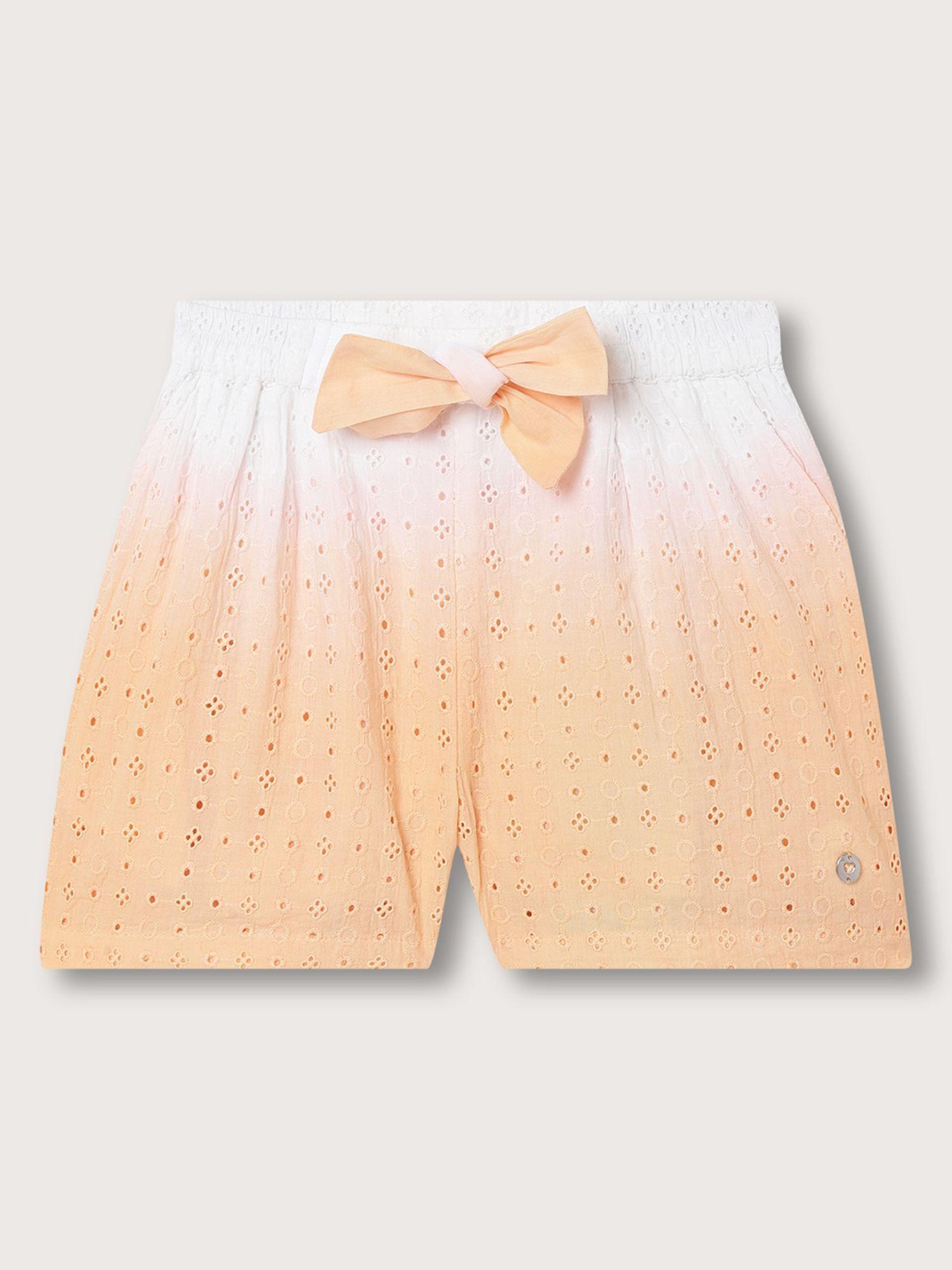 girls orange regular fit shorts