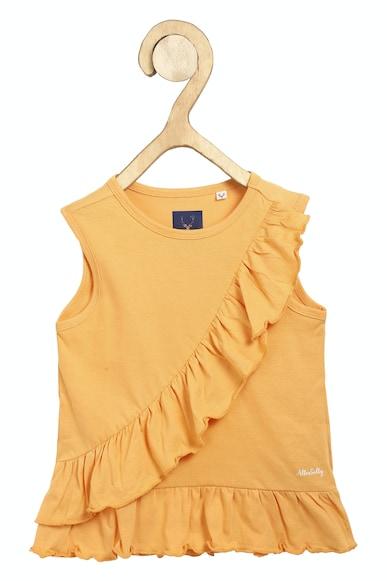 girls orange solid casual top