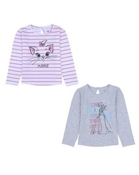 girls pack of 2 graphic print crew-neck t-shirts