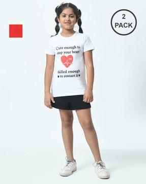 girls pack of 2 slim fit t-shirts