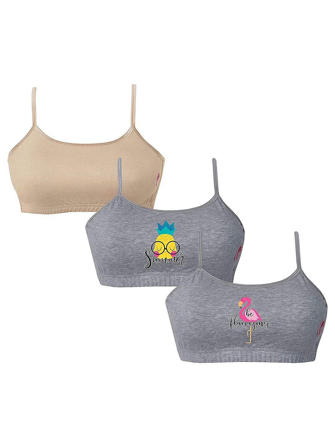 girls pack of 3 double layer premium cotton non-wired non padded beginners bra dcbrju6914/xxs w