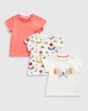 girls pack of 3 printed cotton tops