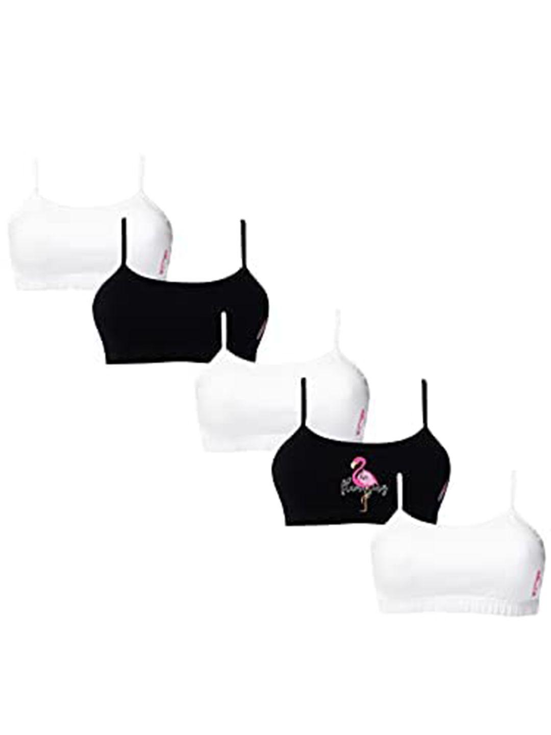 girls pack of 5 double layer premium cotton non-wired non padded beginners bra dcbrju6865/xxs w