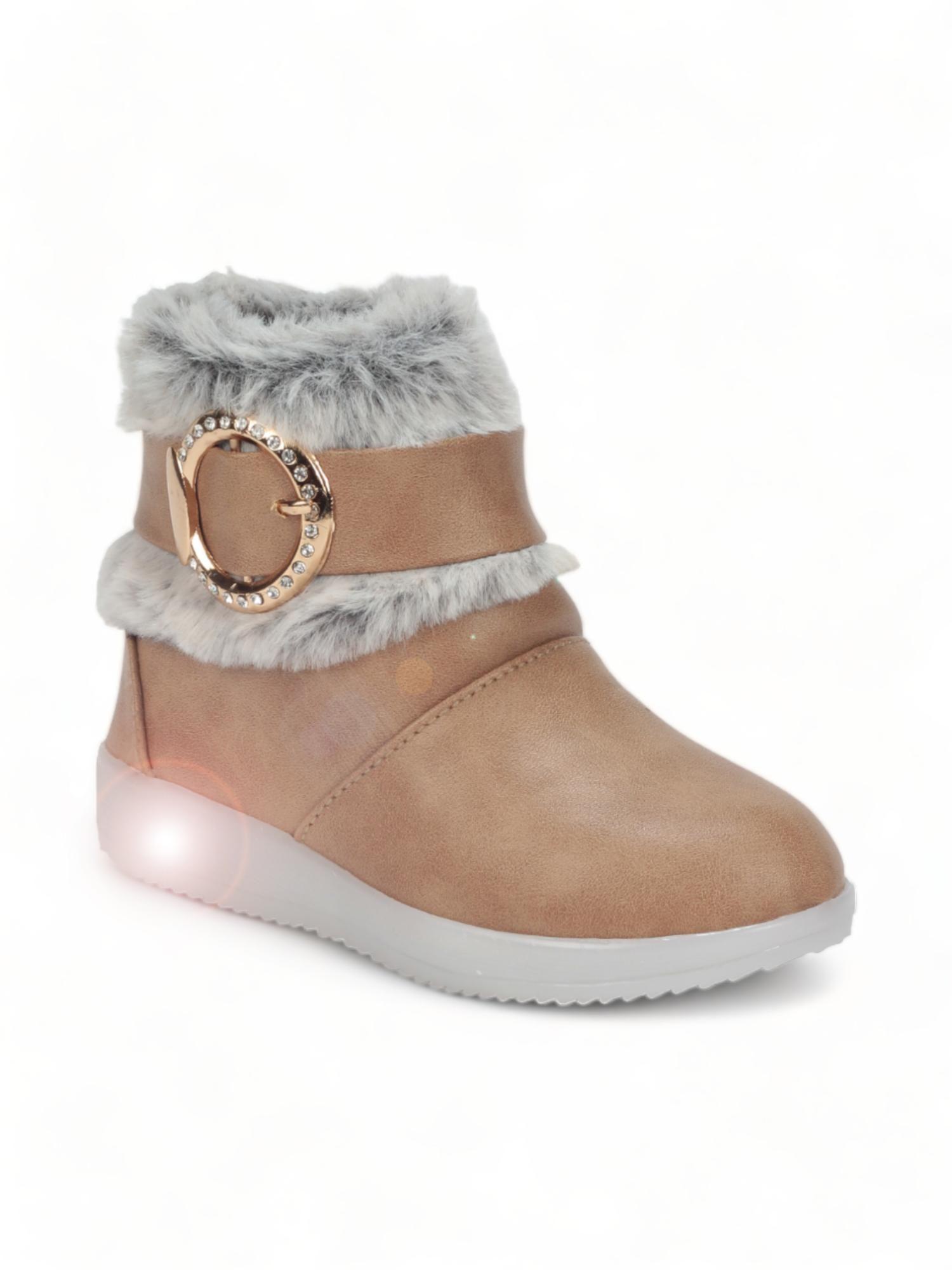 girls party boots with led light - beige