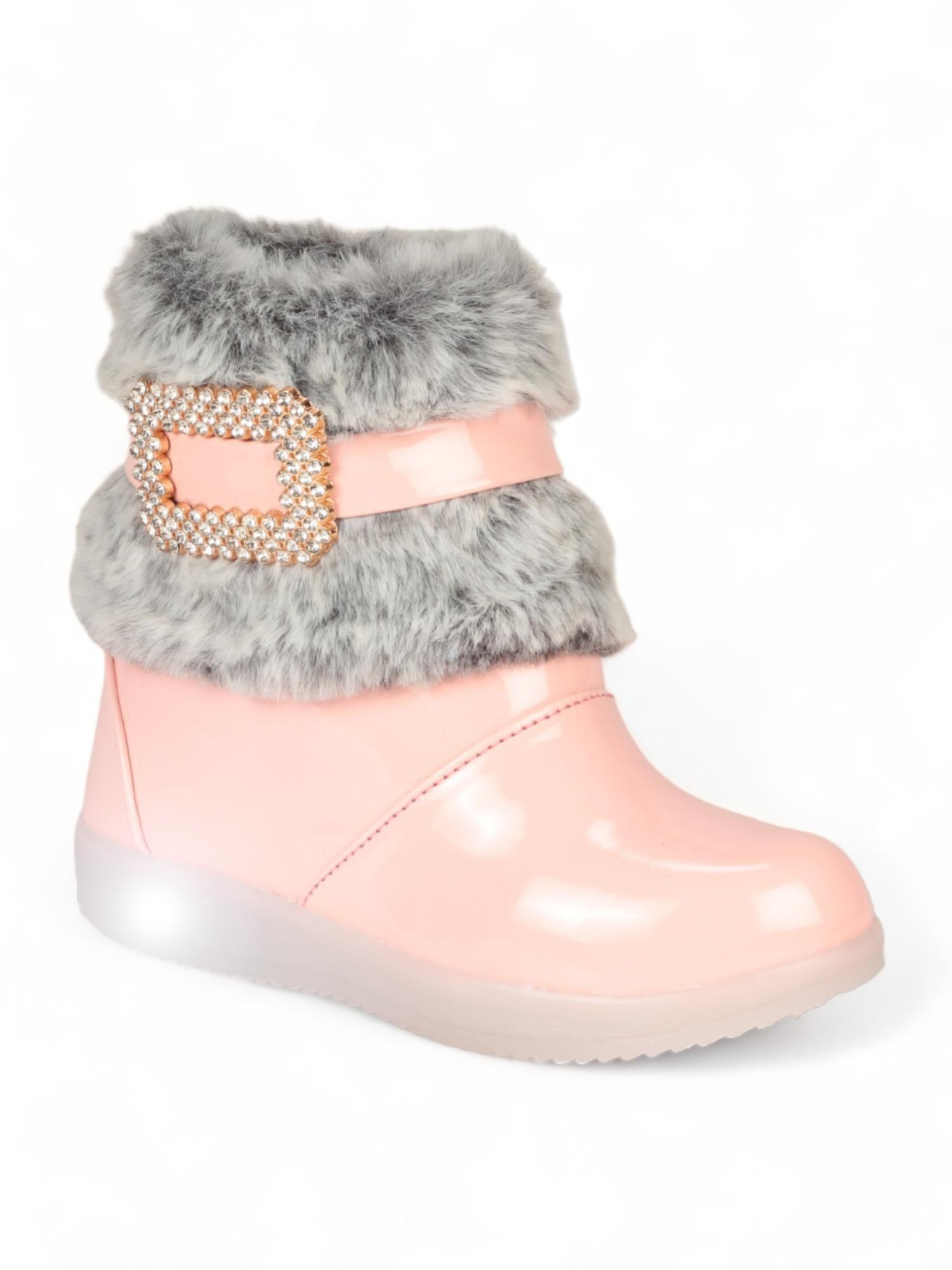 girls party boots with led light - pink