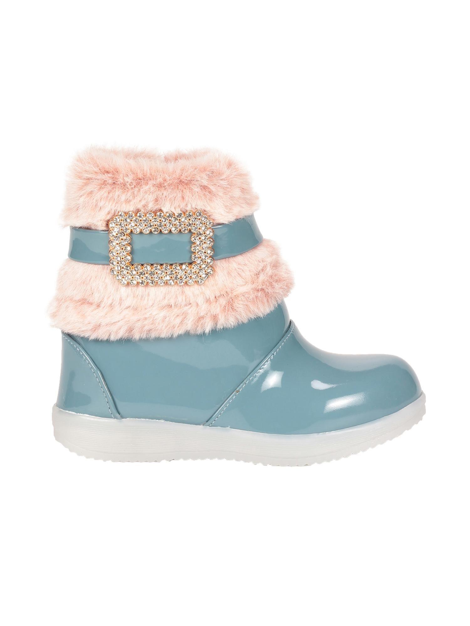girls party boots with light - blue