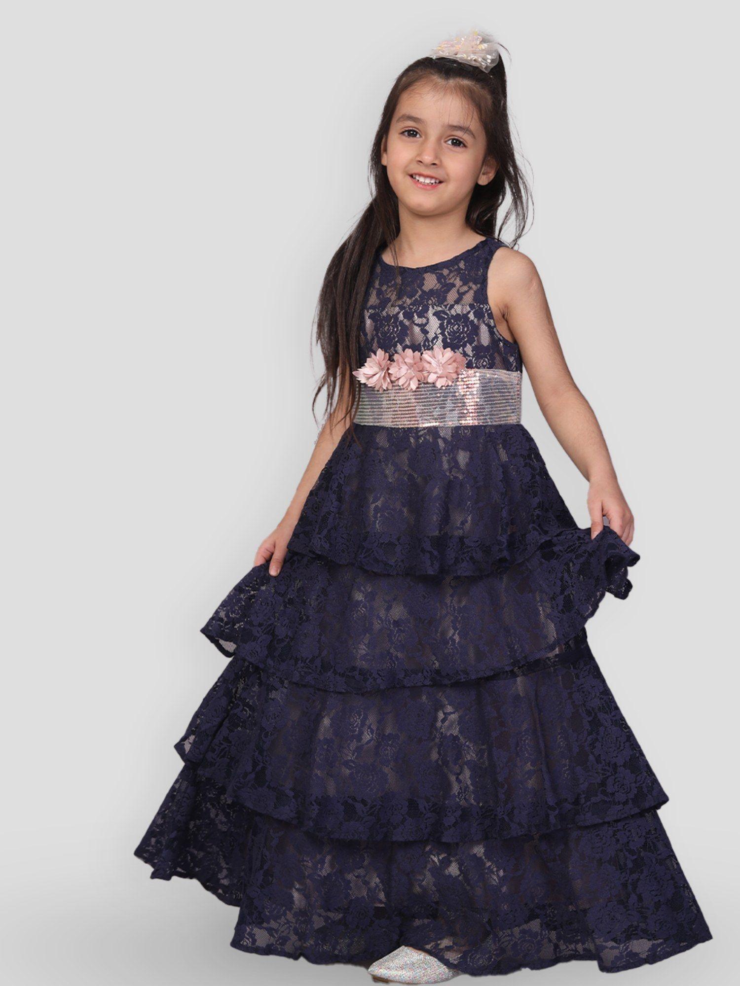 girls party dress navy blue