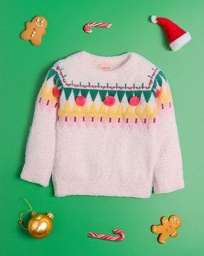 girls patterned-knit pullover