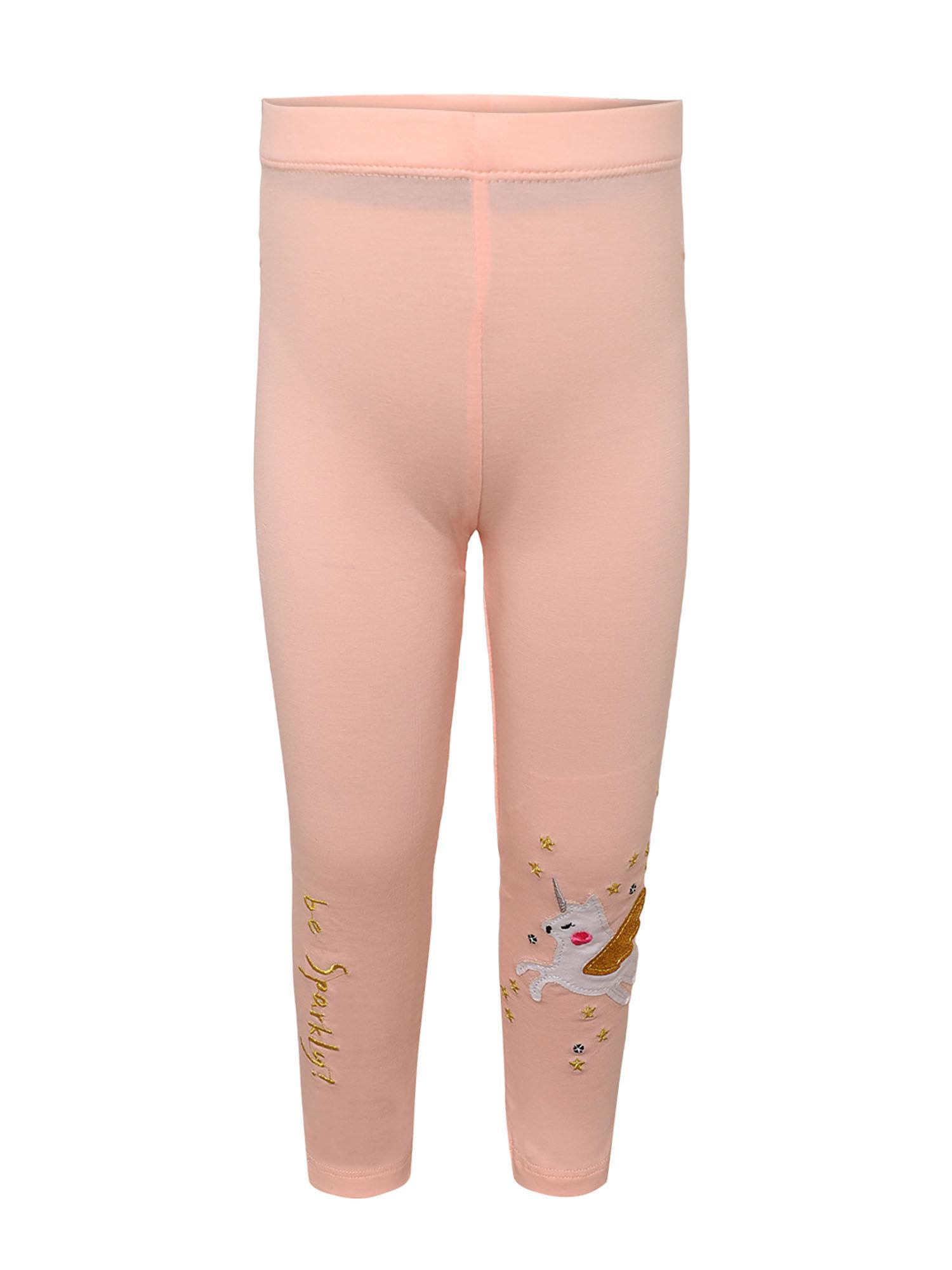 girls peach embroidered leggings