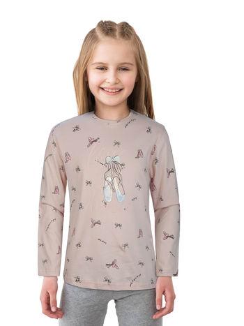 girls peach knitted printed knits top