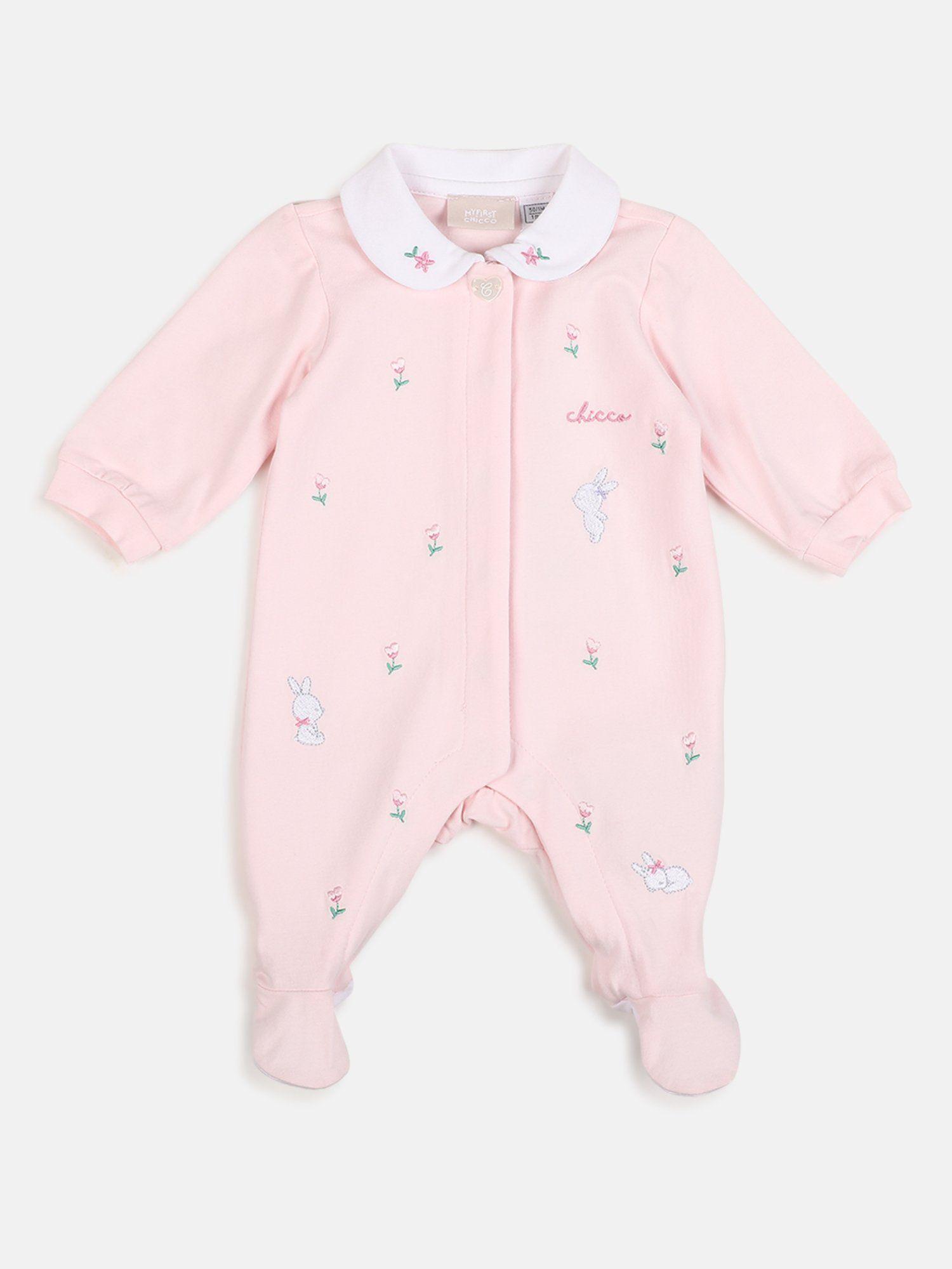 girls peach stretch front opening rompers