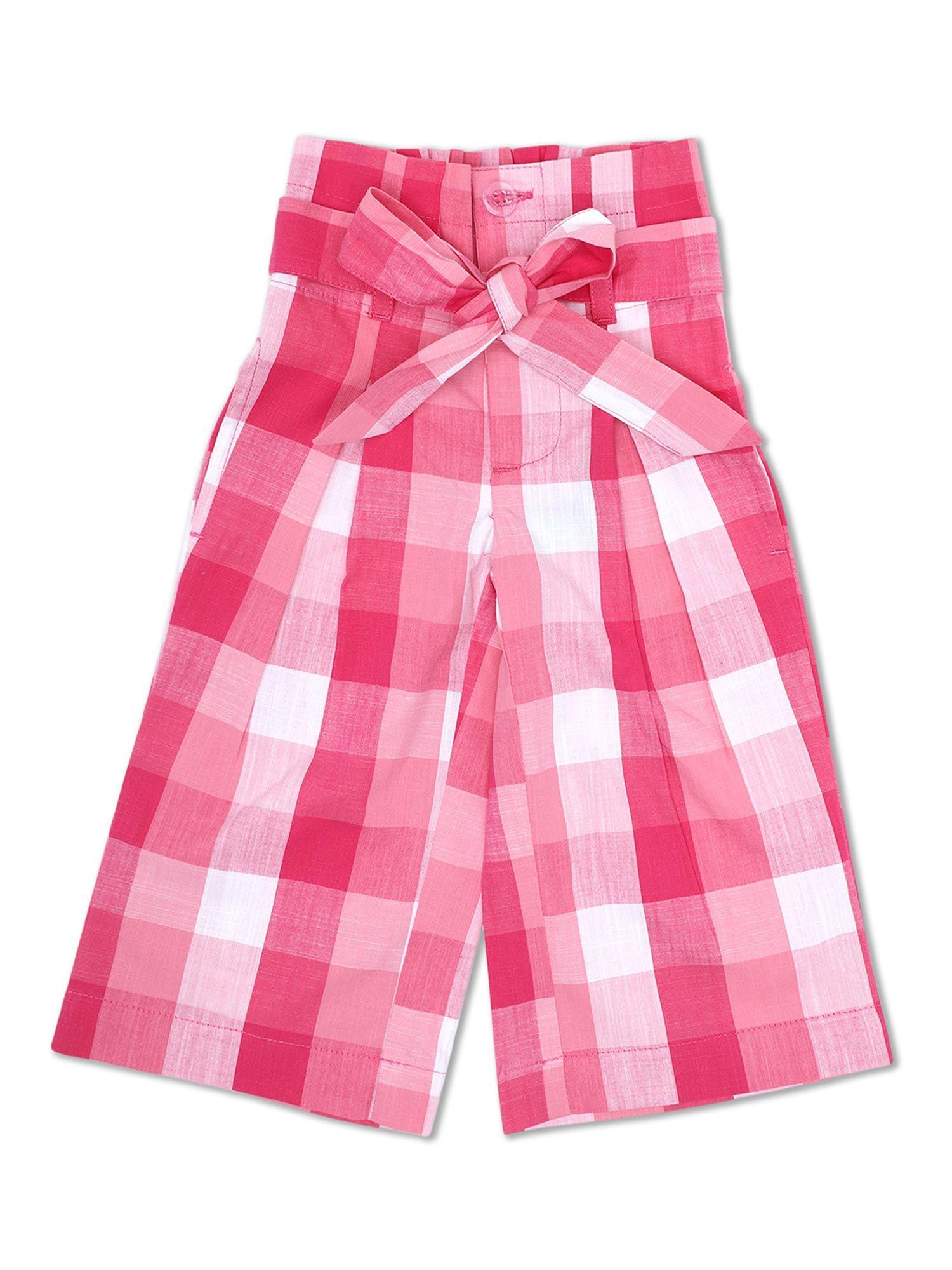 girls pink checks pants