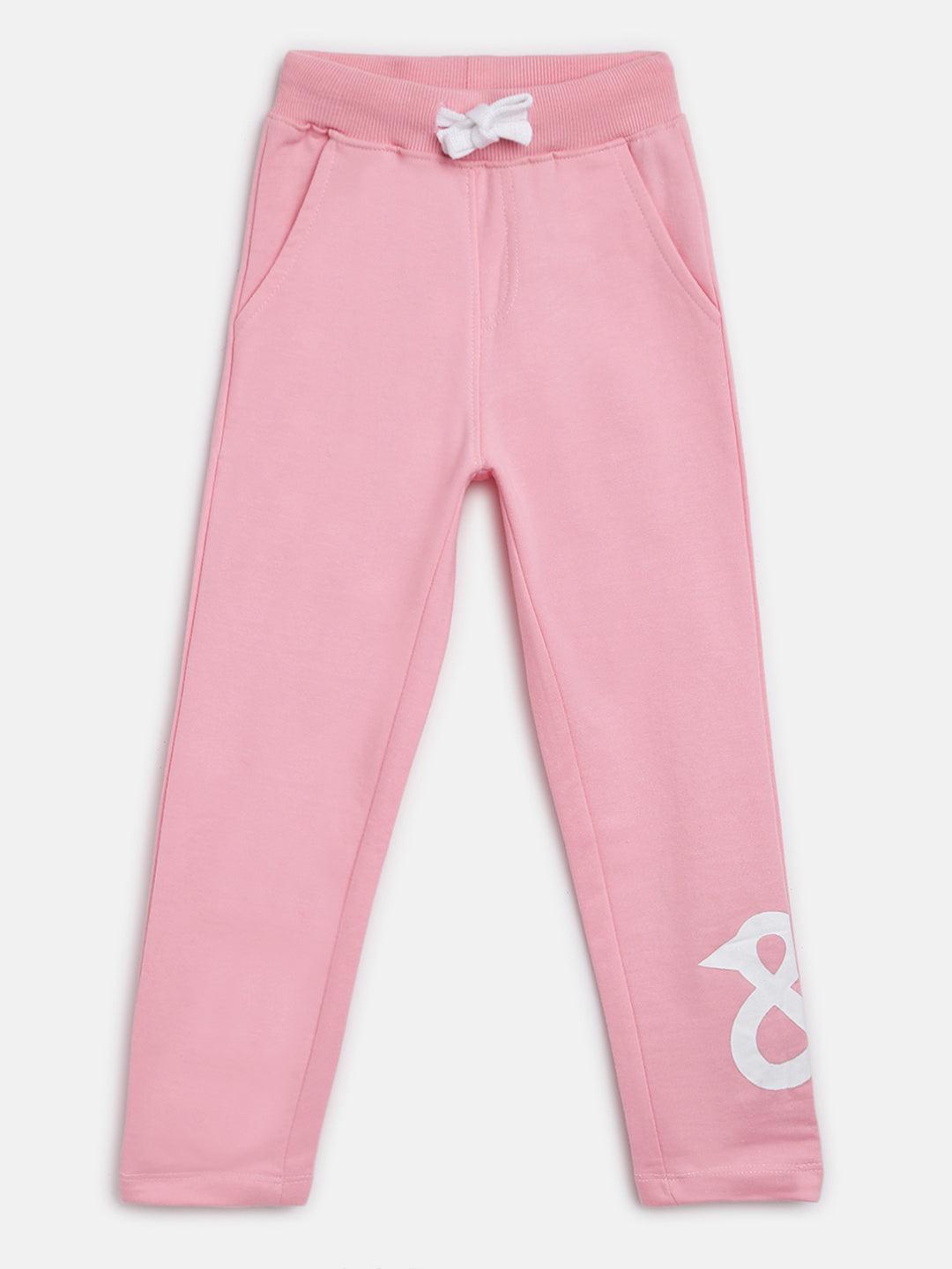 girls pink cotton joggers