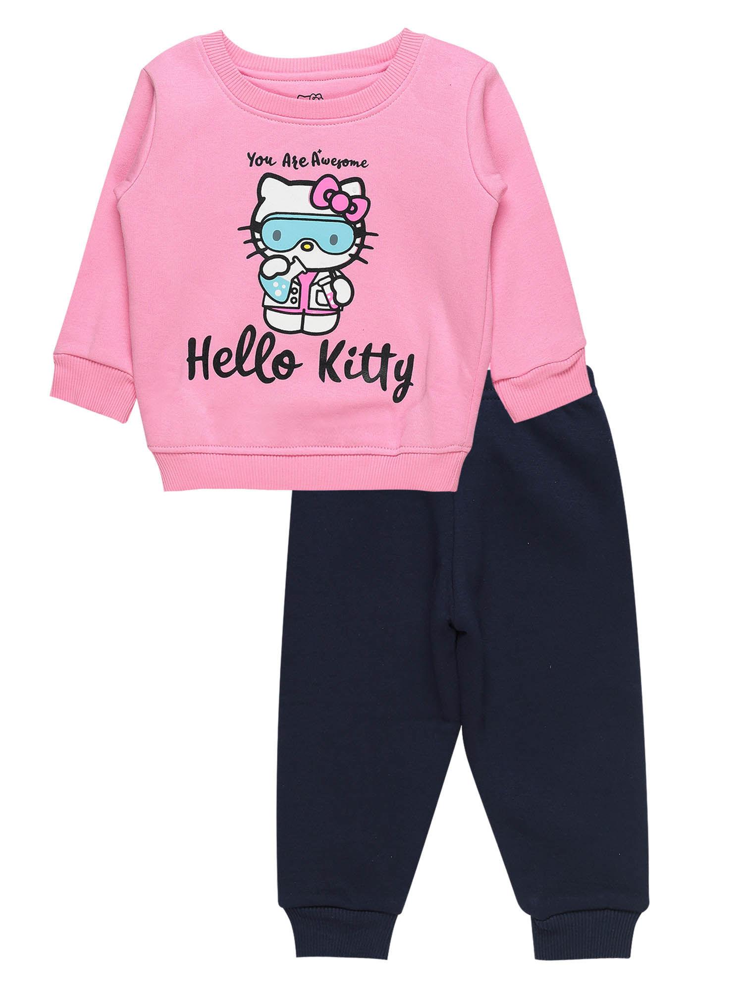 girls pink cotton top with joggers