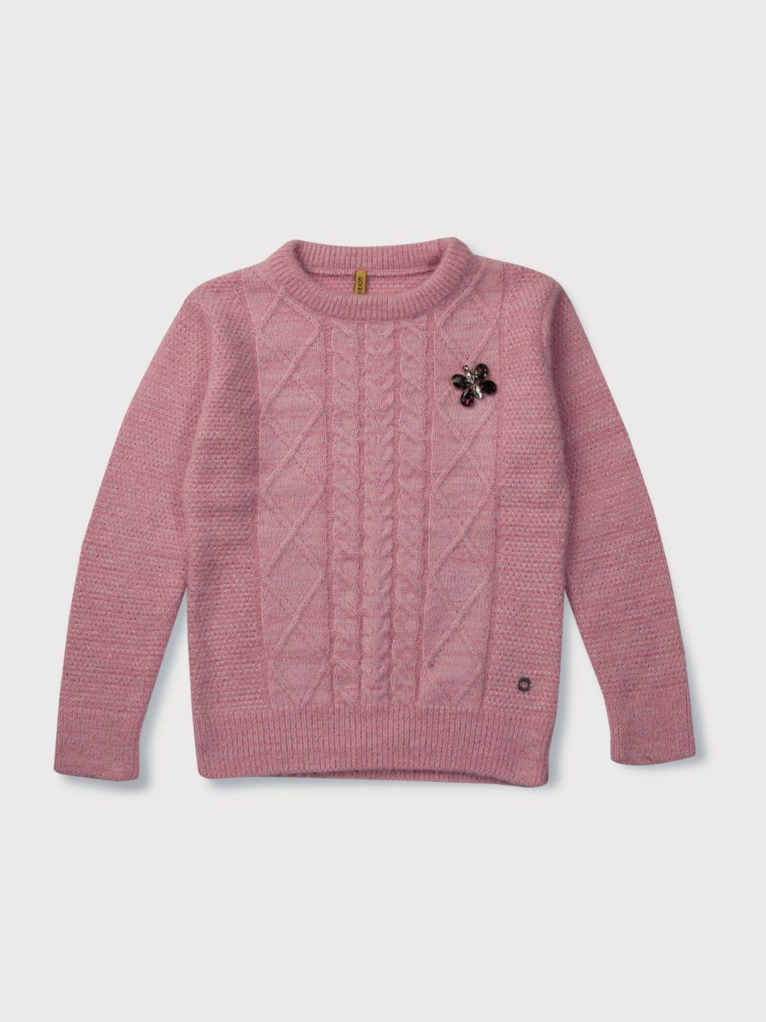 girls pink cotton woven sweater