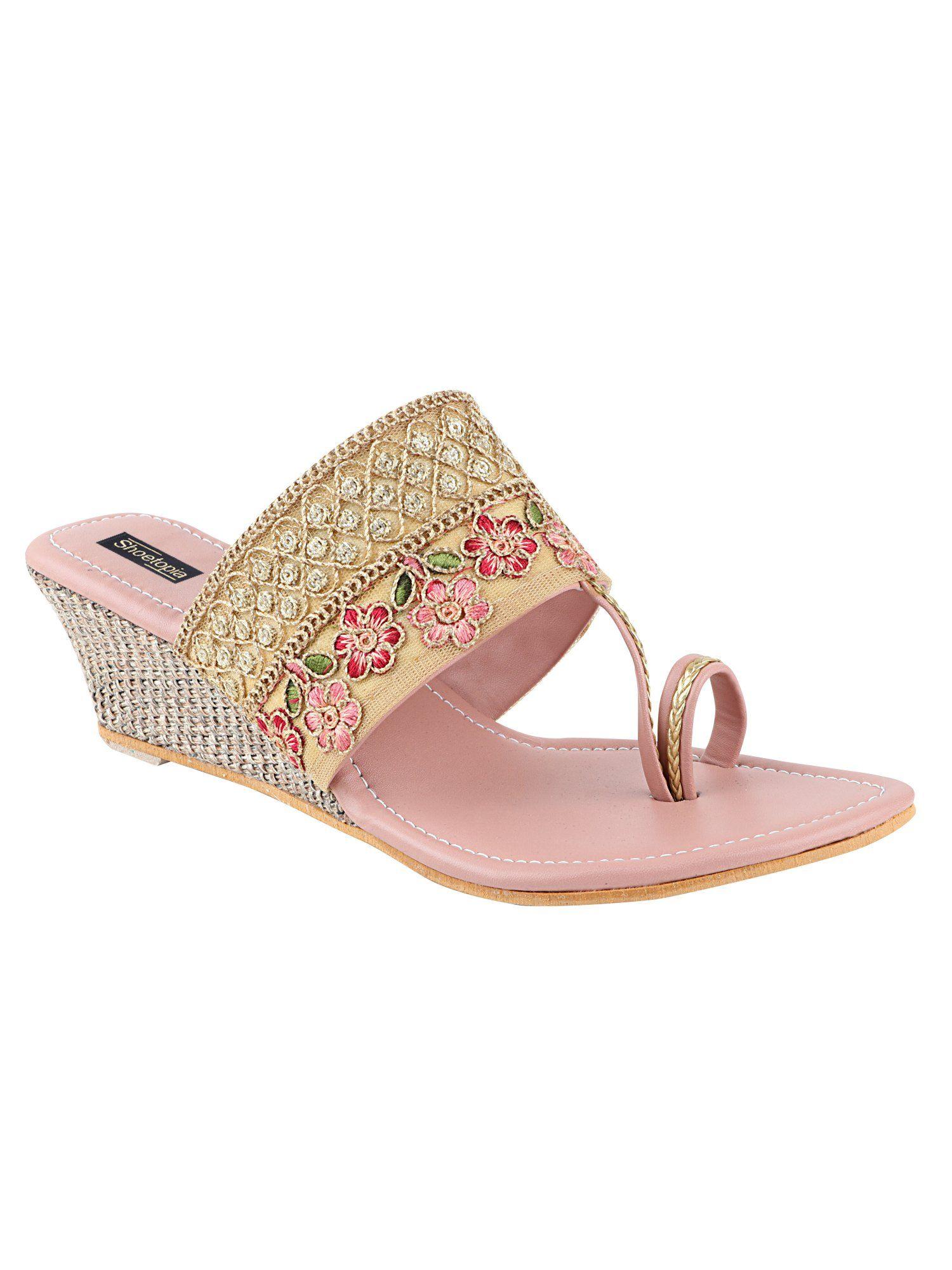 girls pink embellished design sandals