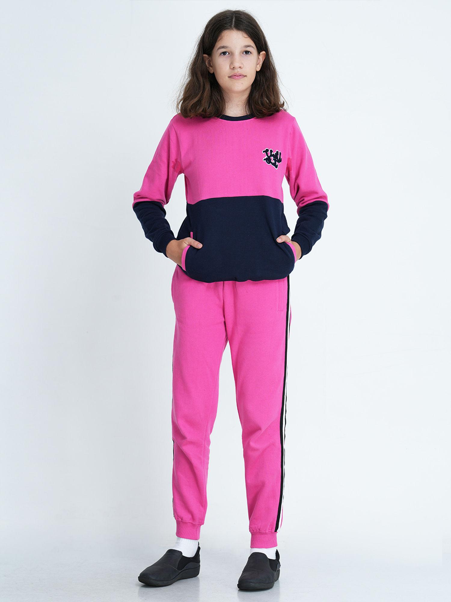 girls pink embellished track pant