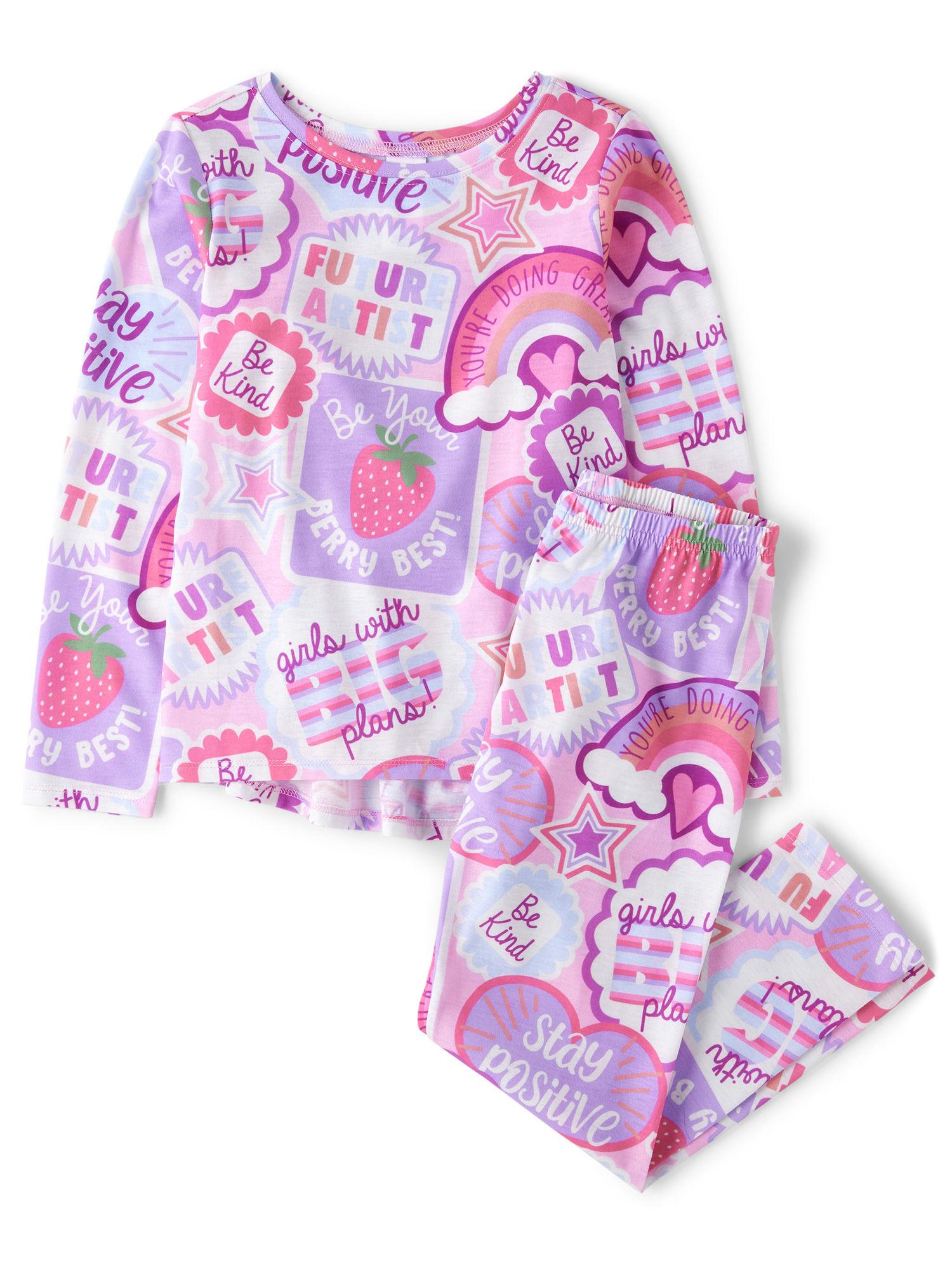 girls pink graphic pyjama (set of 2)