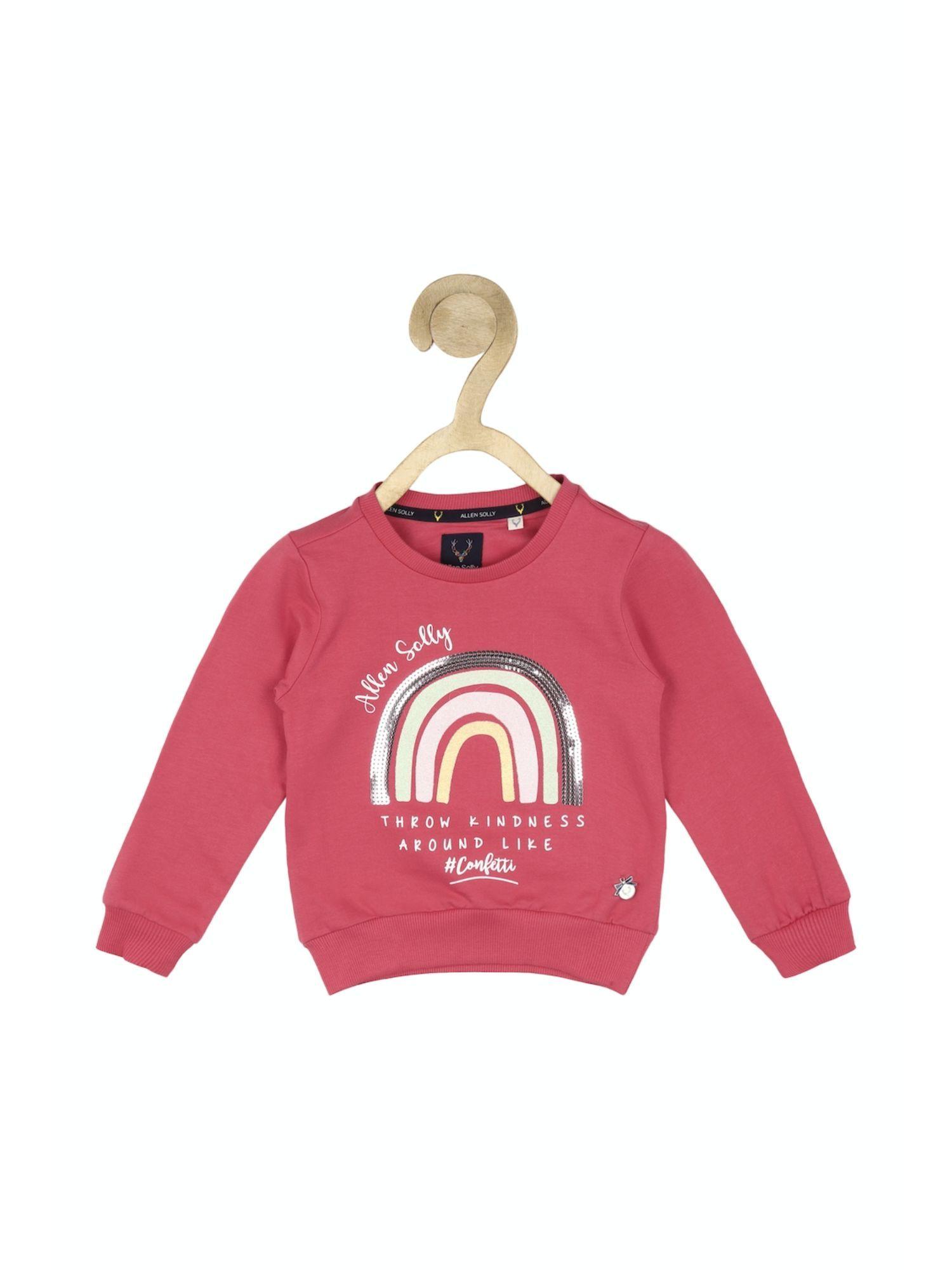 girls pink graphic regular fit sweatshirt