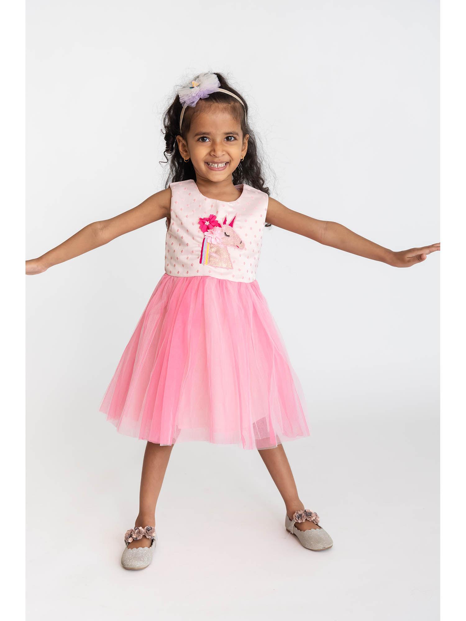 girls pink knee length dresses