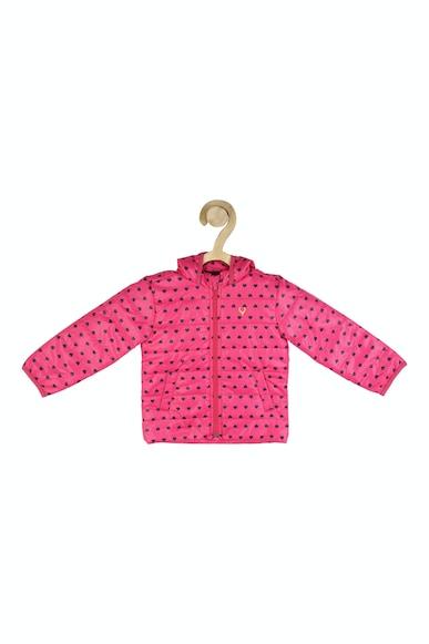 girls pink print regular fit jacket