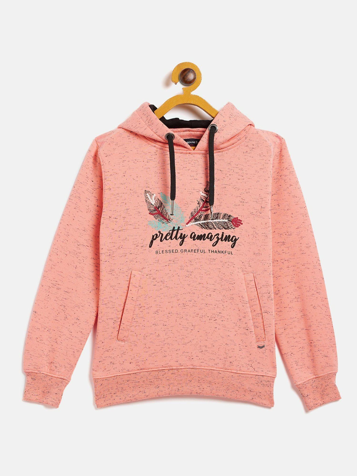 girls pink printed hooded sweatshirt