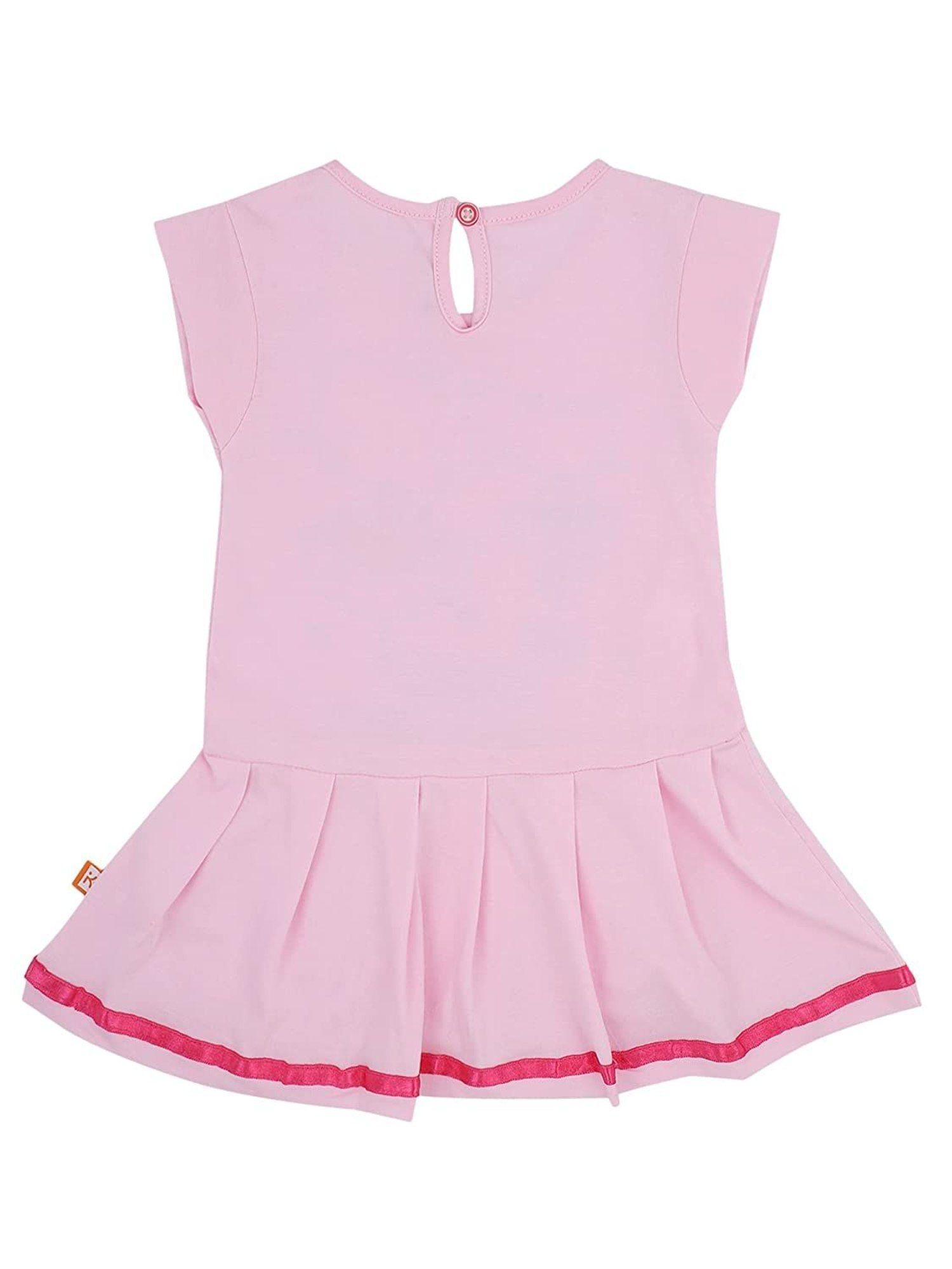 girls pink printed mini dresses