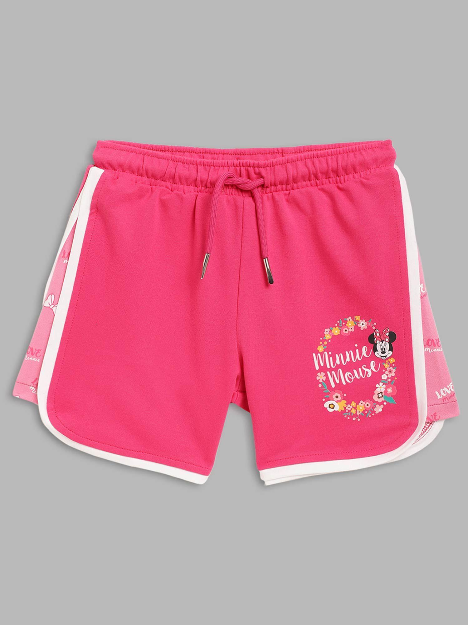 girls pink printed shorts