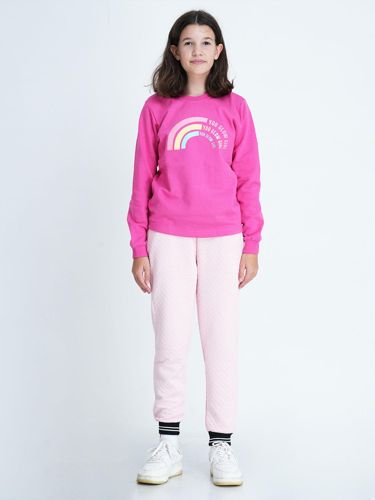 girls pink quilted track pant
