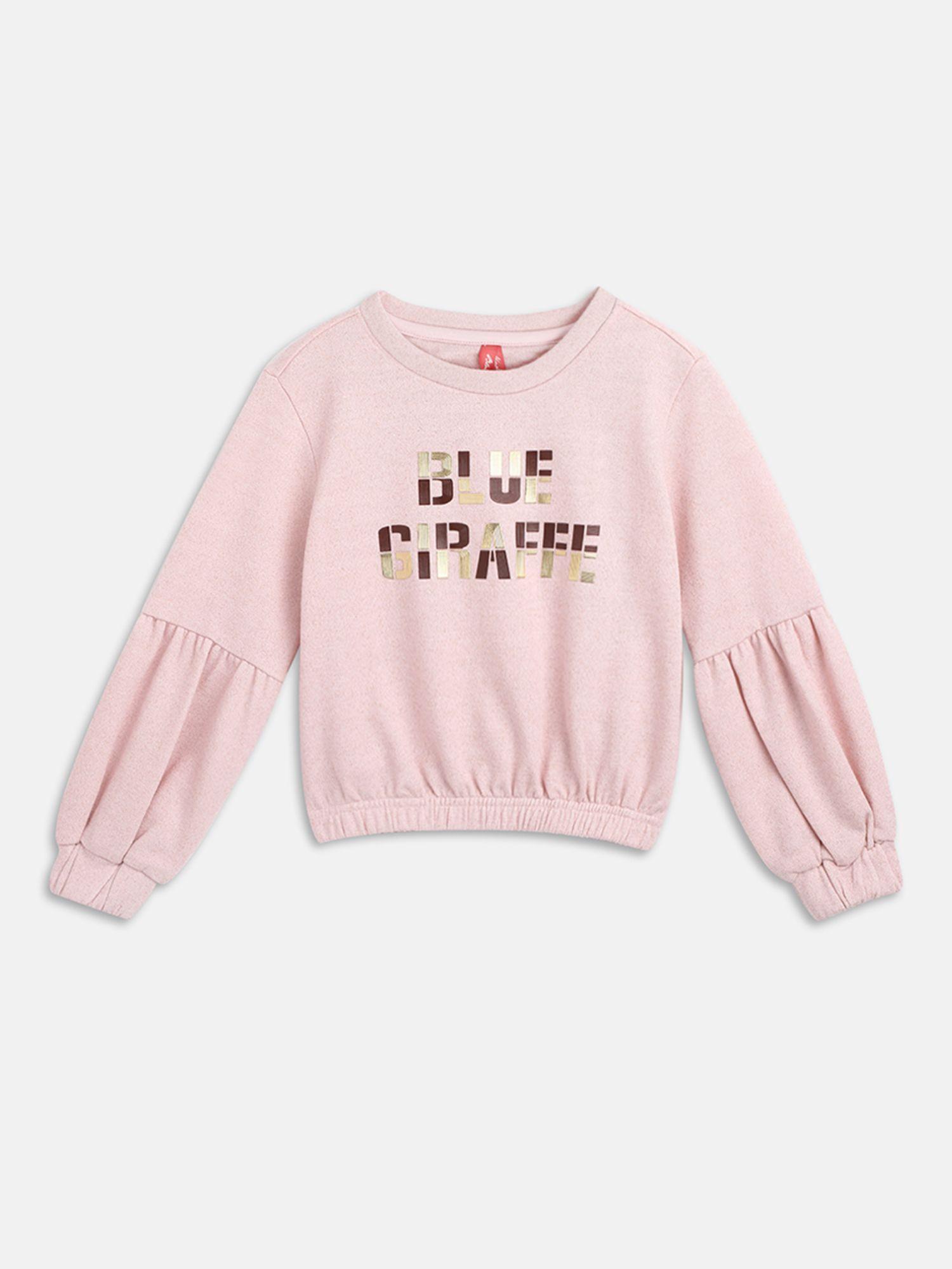 girls pink round neck pullover sweatshirt