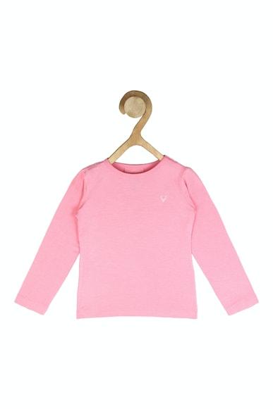 girls pink solid casual t-shirt