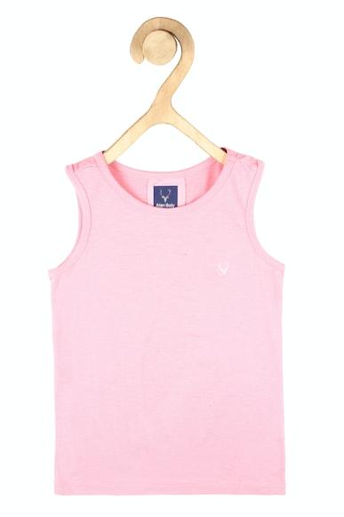 girls pink solid casual tank top