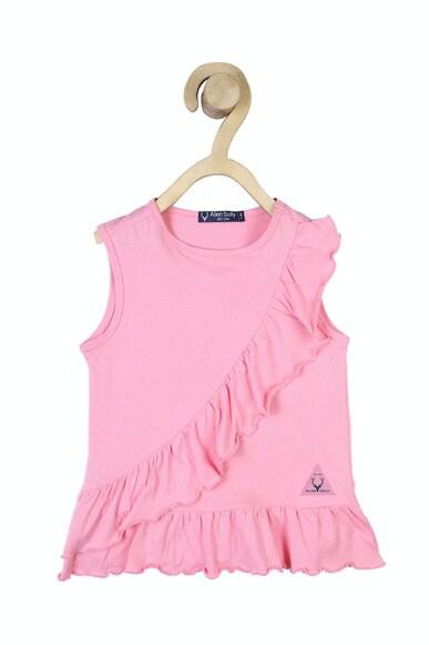 girls pink solid casual top