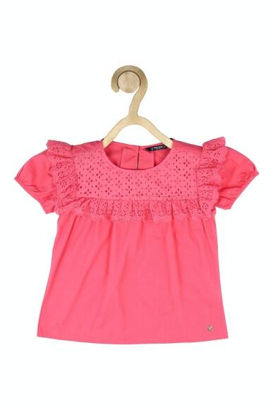 girls pink solid casual top