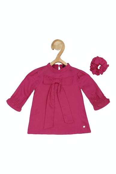girls pink solid casual top