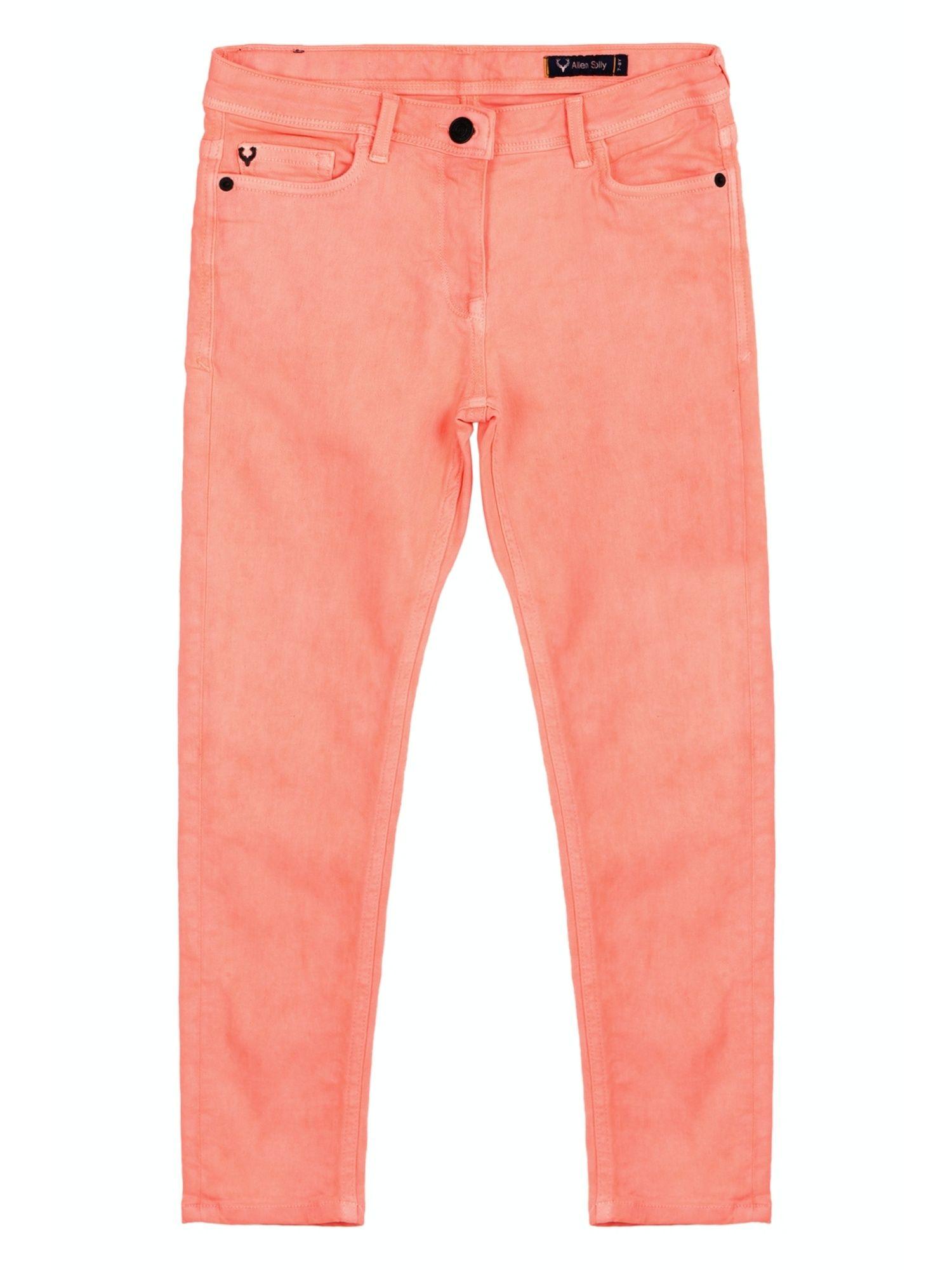 girls pink solid jeans